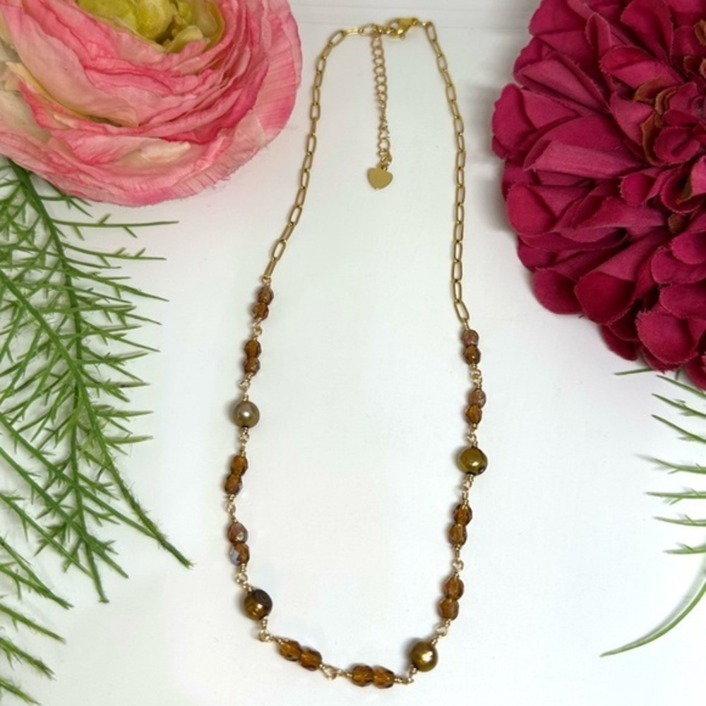 NEW⚜️Chocolate Freshwater Pearl Choker Hand Linked Necklace